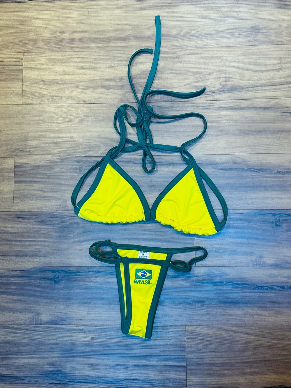 Brasil Flag Triangle Bikini Set - Yellow & Green Women’s Brazilian Bikini